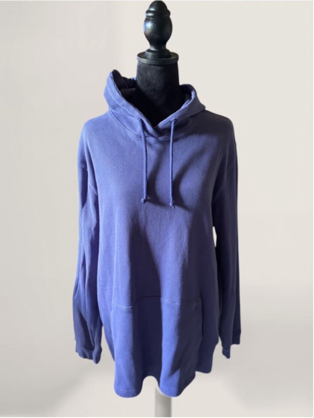 North Face Waffle Style Men's Purple Hoodie with Pockets - Size XL